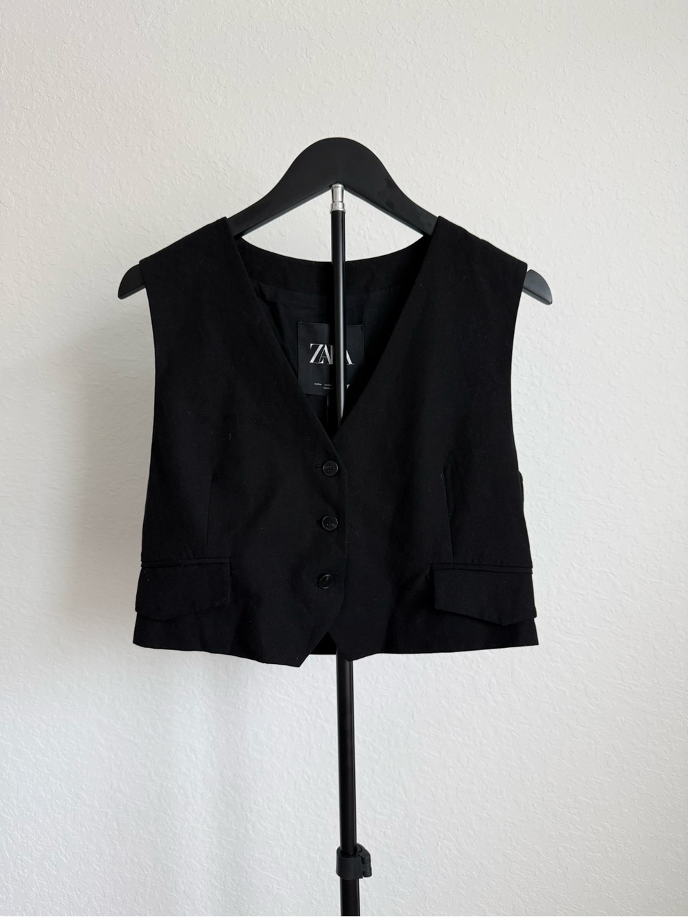 Zara Black Tailored V-Neck Vest